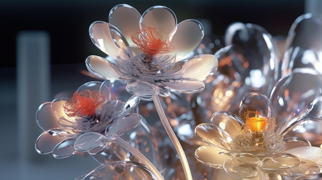 A glass flower made by the artist.