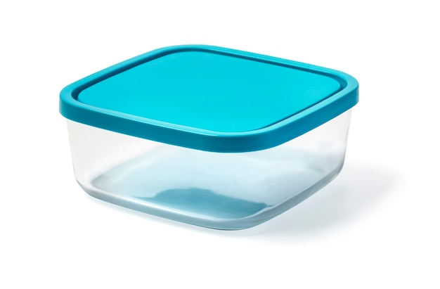 Glass food container isolated on white background with clipping path