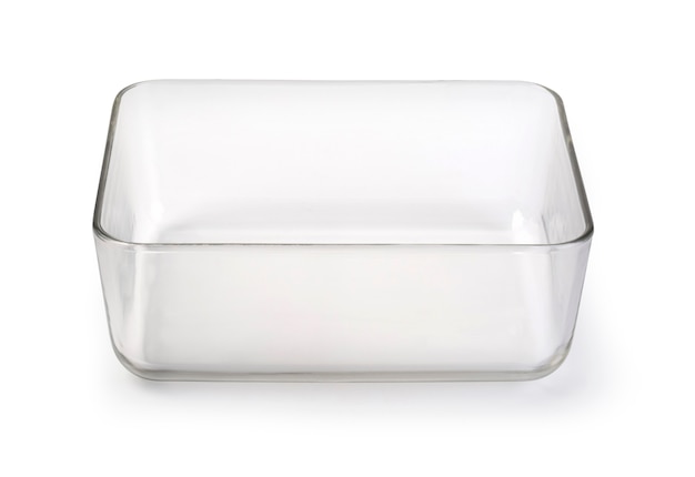 Glass food container isolated on white 