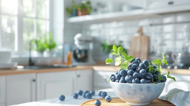 glass of fresh blueberry smoothie Generative AI