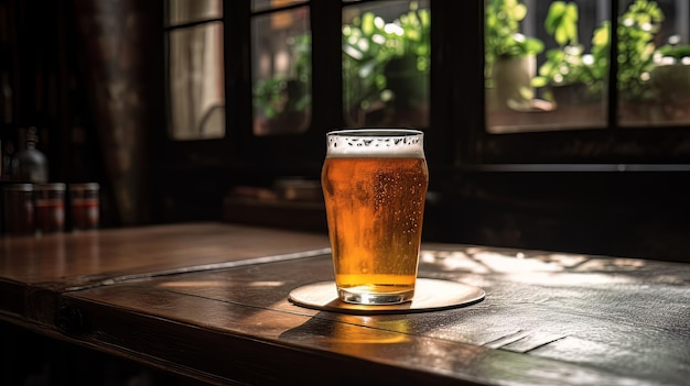 Glass of fresh and cold beer AI Generate