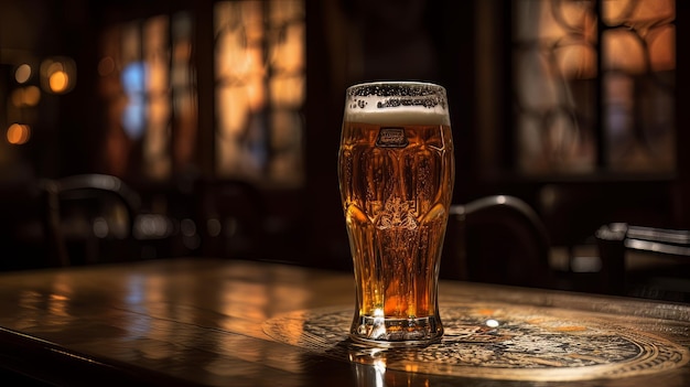 Glass of fresh and cold beer AI Generate