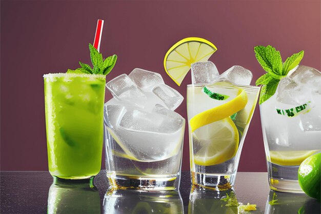 A glass of fresh lemon juice on a colorful background A Refreshing Summer