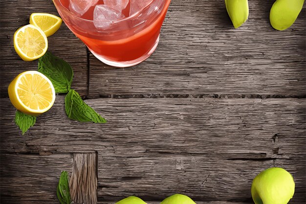 Photo a glass of fresh lemon juice on a colorful background a refreshing summer