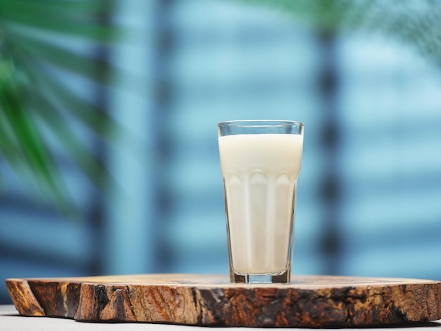 Glass of fresh milk on the table