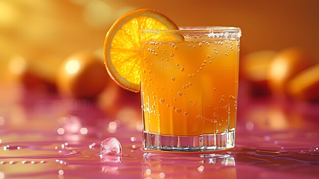 Glass of fresh orange juice with fresh fruits in the kitchen Bio orange juice