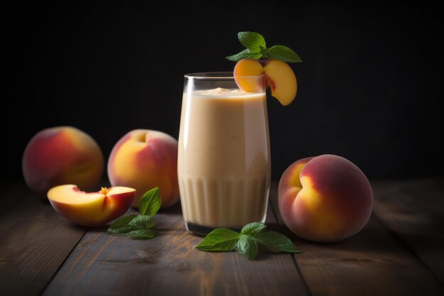 Glass of fresh peach smoothie