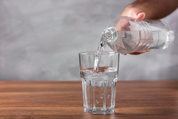 Glass of fresh water on the table