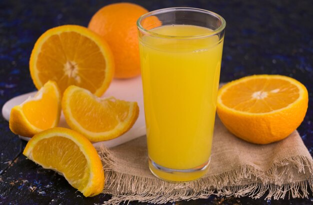 A glass of freshly squeezed orange juice Closeup