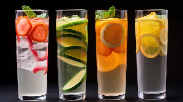 A glass of fruit juice with different flavors