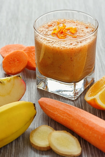 Glass of fruit and vegetable smoothie