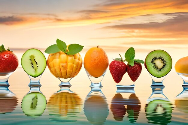 Photo a glass of fruit with a bunch of strawberries in it