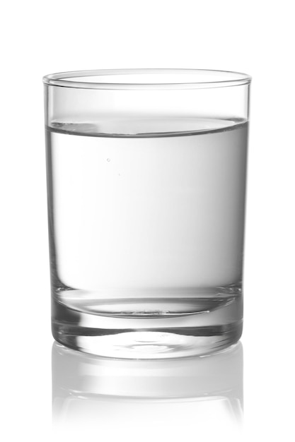 Glass full with water on a white