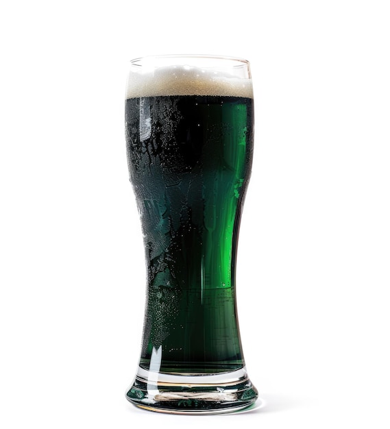 Glass glass with green ale isolated on white background