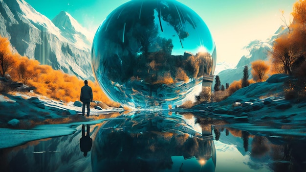 A glass globe concept in the waterway