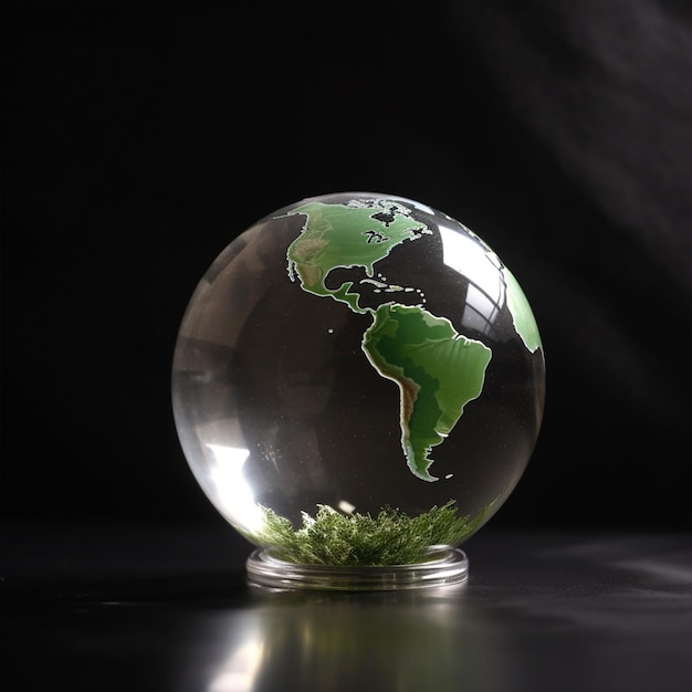 A glass globe with the map of the world on it