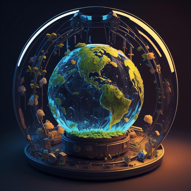 A glass globe with the planet earth on it