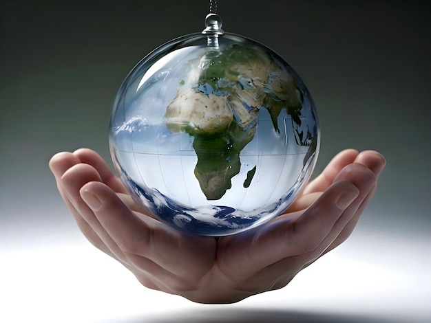 a glass globe with the word earth in the middle of it