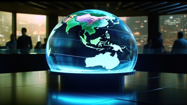 A glass globe with the world on it