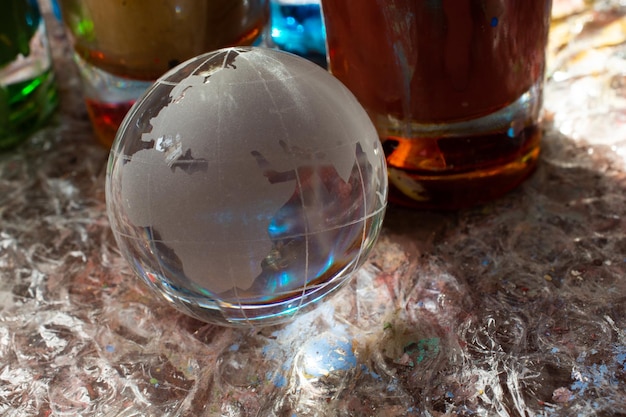 Glass globes of planet earth Globalization and markets Preservation of the environment