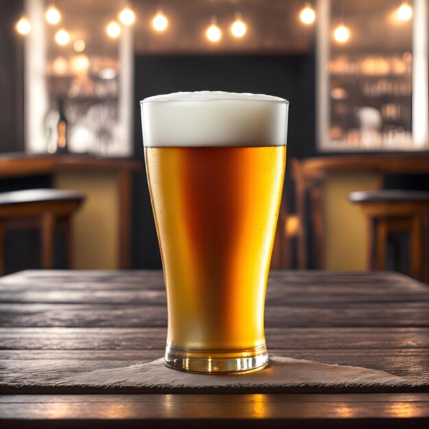 A glass of golden beer from the brewery