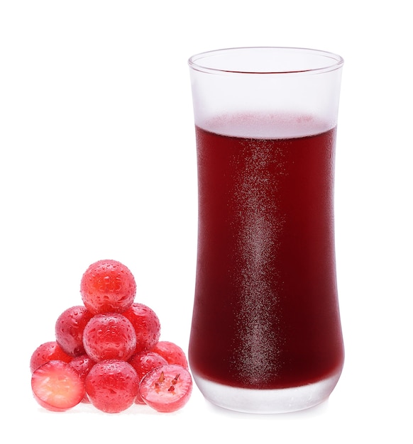 Glass of grape juice isolated on white