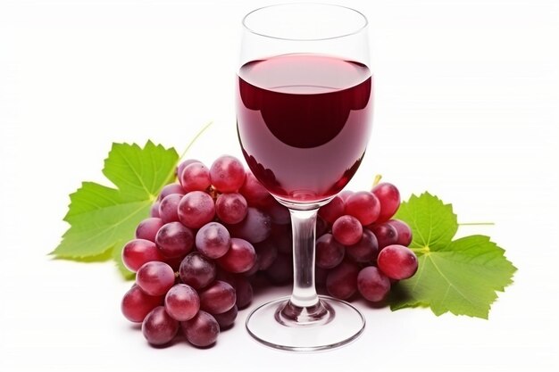 Glass of grape juice isolated on white