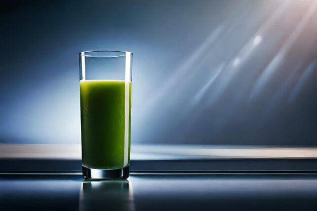 A glass of green liquid is next to a glass of green liquid