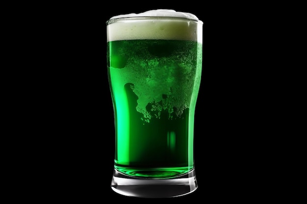 Glass of green wine on black background generative AI