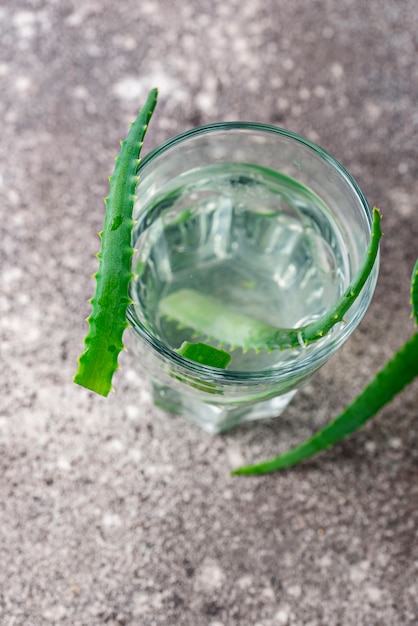 Glass of healthy aloe vera drink 