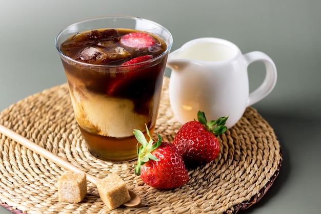 Glass of Homemade Cold Brew Coffee to Drink for Breakfast Summer Beverage with Ice Cubes