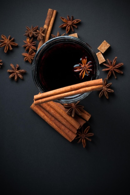 Glass of hot mulled wine