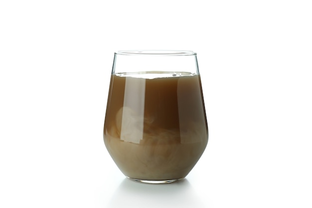 Glass of ice coffee isolated on white