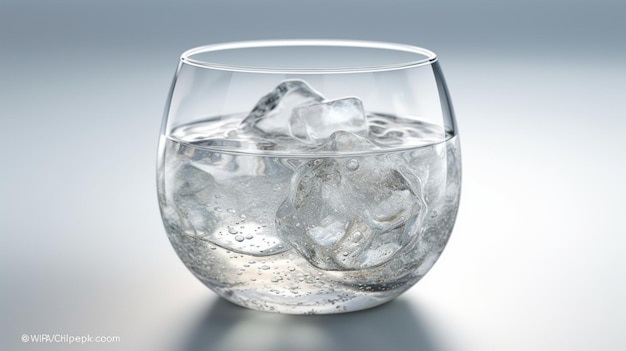 A glass of ice and a glass of water