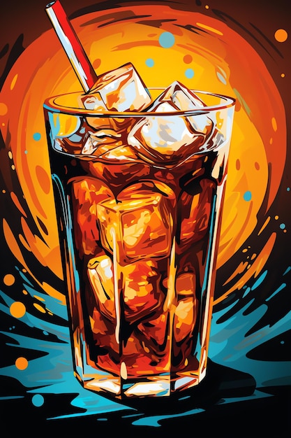 A glass of ice tea with a straw
