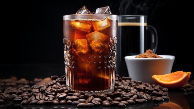 glass of iced coffee HD 8K wallpaper Stock Photographic Image