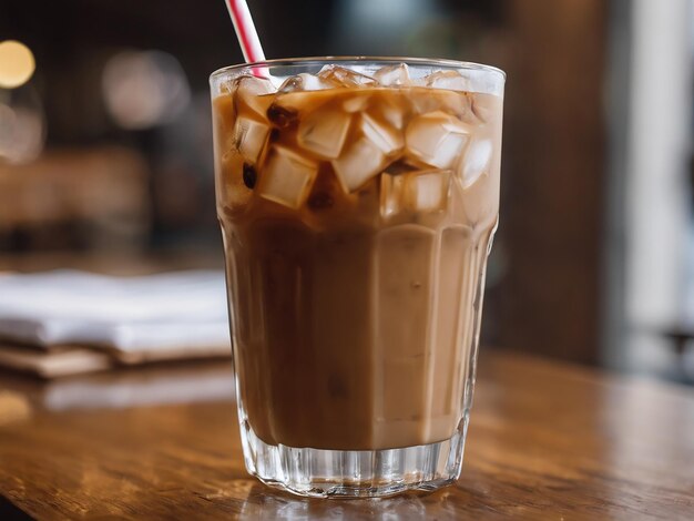 Photo glass of iced coffee