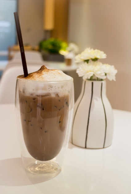 Glass Of Iced Milk Coffee Drink