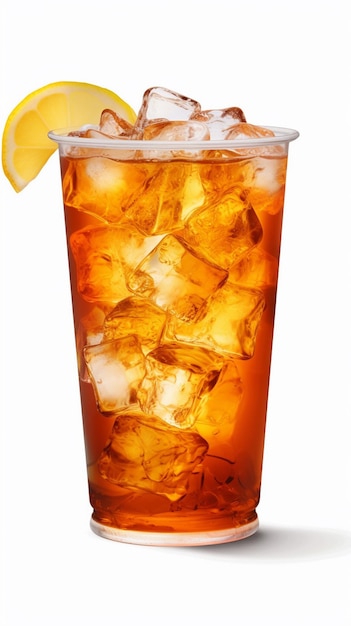 Photo a glass of iced tea with ice and ice.