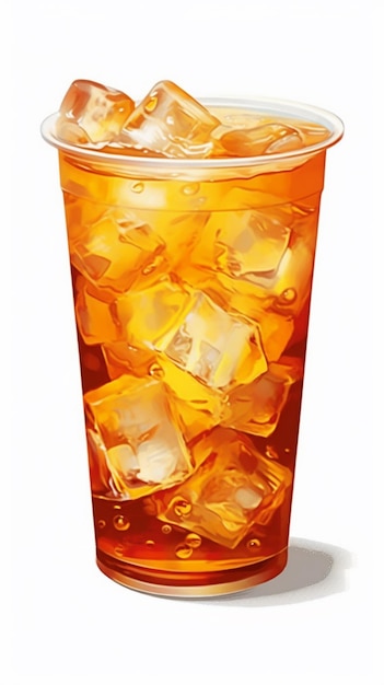 a glass of iced tea with ice and ice.
