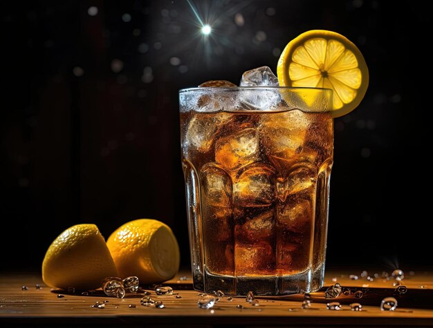 レモンとレモンの氷茶のグラス
