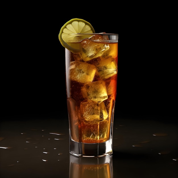 A glass of iced tea with a lime on the top.