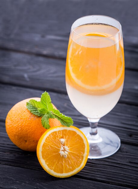 A glass infused water of  orange