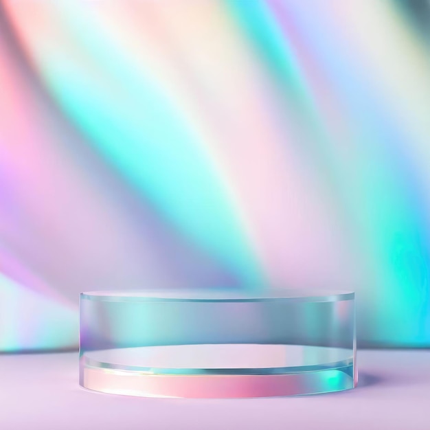 Glass iridescent product podium