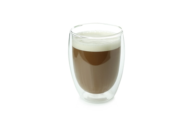 Glass of irish coffee isolated on white background