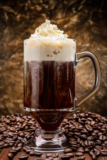 Glass of irish coffee