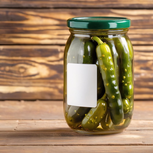 Glass jar of cucumber pickles gherkins empty blank generic product packaging mockup