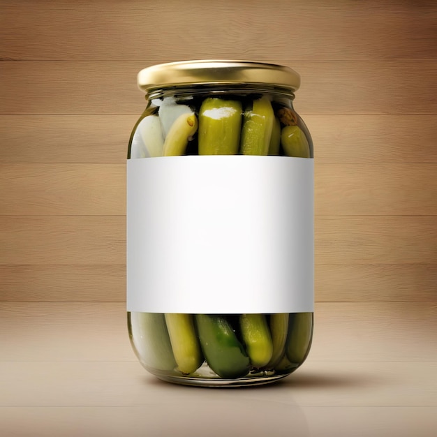 Photo glass jar of cucumber pickles gherkins empty blank generic product packaging mockup