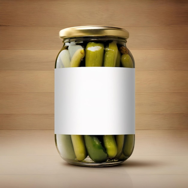 Glass jar of cucumber pickles gherkins empty blank generic product packaging mockup