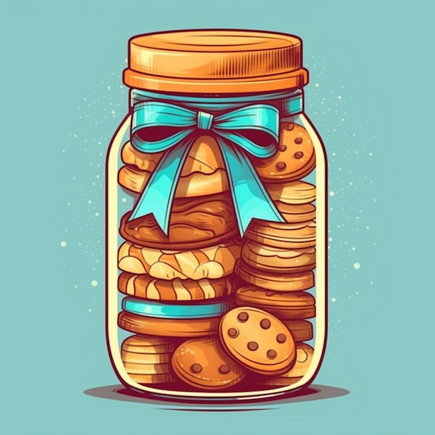 Photo a glass jar filled with cookies and a bow generative ai